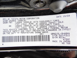 2005 TOYOTA 4RUNNER SR5 BLACK 4.0L AT 4WD Z17683